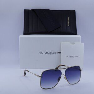Victoria Beckham VB132S 706 Aviator Sunglasses – Gold/Teal Gradient